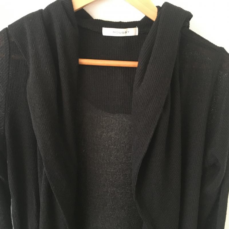マウジー MOUSSY コート コート一般 フード付きニットガウン FREE 無地 黒 / ブラック / レディース USED 古着 中古 10016872
