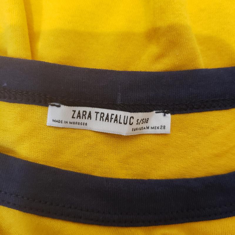 ザラ ZARA TRAFALUC Tシャツ 半袖 M ロゴ、文字 X 無地 橙 / オレンジ / X 紺 / ネイビー / レディース USED 古着 中古 10017120