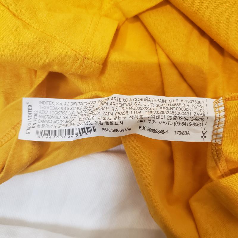 ザラ ZARA TRAFALUC Tシャツ 半袖 M ロゴ、文字 X 無地 橙 / オレンジ / X 紺 / ネイビー / レディース USED 古着 中古 10017120