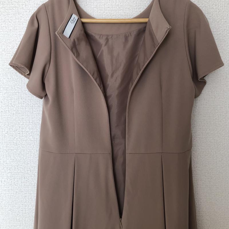 ドナマリー DONA MARIE ワンピース ひざ丈スカート 38 無地 ベージュ / ベージュ /  レディース USED 古着 中古 10017133