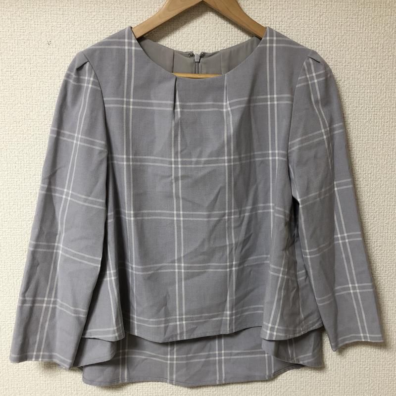 リアラ Reala カットソー 長袖 プルオーバーブラウス M チェック 灰 / グレー / レディース USED 古着 中古 10017146