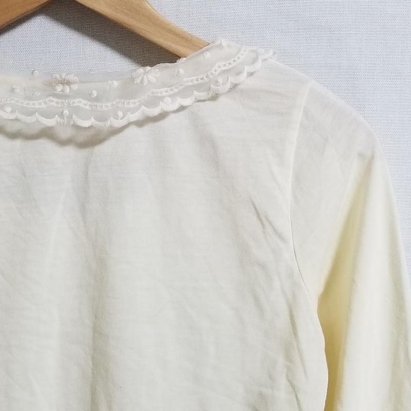 オリーブデオリーブ OLIVE des OLIVE カットソー 長袖 無地 X 花柄 白 / ホワイト / レディース USED 古着 中古 10017250