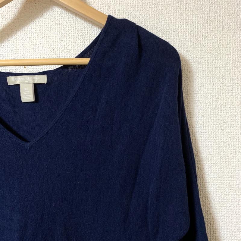 バナナリパブリック BANANA REPUBLIC カットソー 七分袖 XS 無地 紺 / ネイビー / レディース USED 古着 中古 10017356
