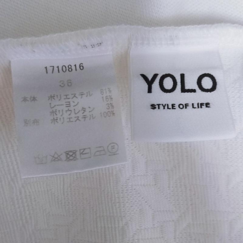 ヨーロ YOLO カットソー 半袖 38 無地 X 総柄 白 / ホワイト / レディース USED 古着 中古 10017440