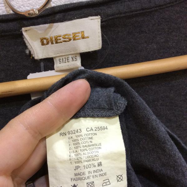 ディーゼル DIESEL Tシャツ ロンT カットソー XS 無地 灰 / グレー / レディース USED 古着 中古 10018406