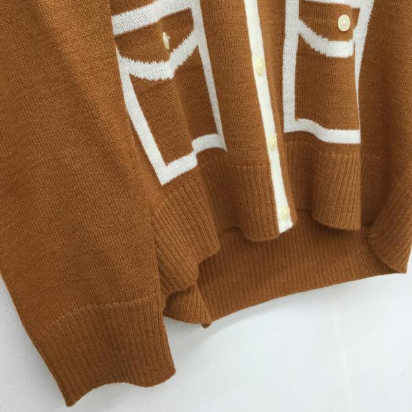 ローリーズファーム LOWRYS FARM カーディガン カーディガン L 茶 / ブラウン / X 白 / ホワイト / レディース USED 古着 中古 10018812