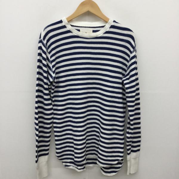 ブフト bukht カットソー ロンハーマン別注 BIG WAFFLE ワッフルロンT カットソー Ronherman M ボーダー柄 白 / ホワイト / X 紺 / ネイビー / メンズ USED 古着 中古 10019295