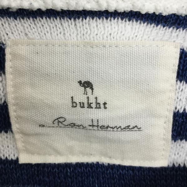ブフト bukht カットソー ロンハーマン別注 BIG WAFFLE ワッフルロンT カットソー Ronherman M ボーダー柄 白 / ホワイト / X 紺 / ネイビー / メンズ USED 古着 中古 10019295