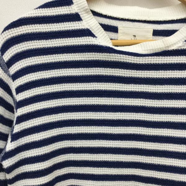 ブフト bukht カットソー ロンハーマン別注 BIG WAFFLE ワッフルロンT カットソー Ronherman M ボーダー柄 白 / ホワイト / X 紺 / ネイビー / メンズ USED 古着 中古 10019295