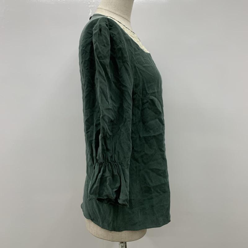 トゥピー Toupy カットソー  切替プルオーバー 38 無地 緑 / グリーン /  レディース USED 古着 中古 10021549