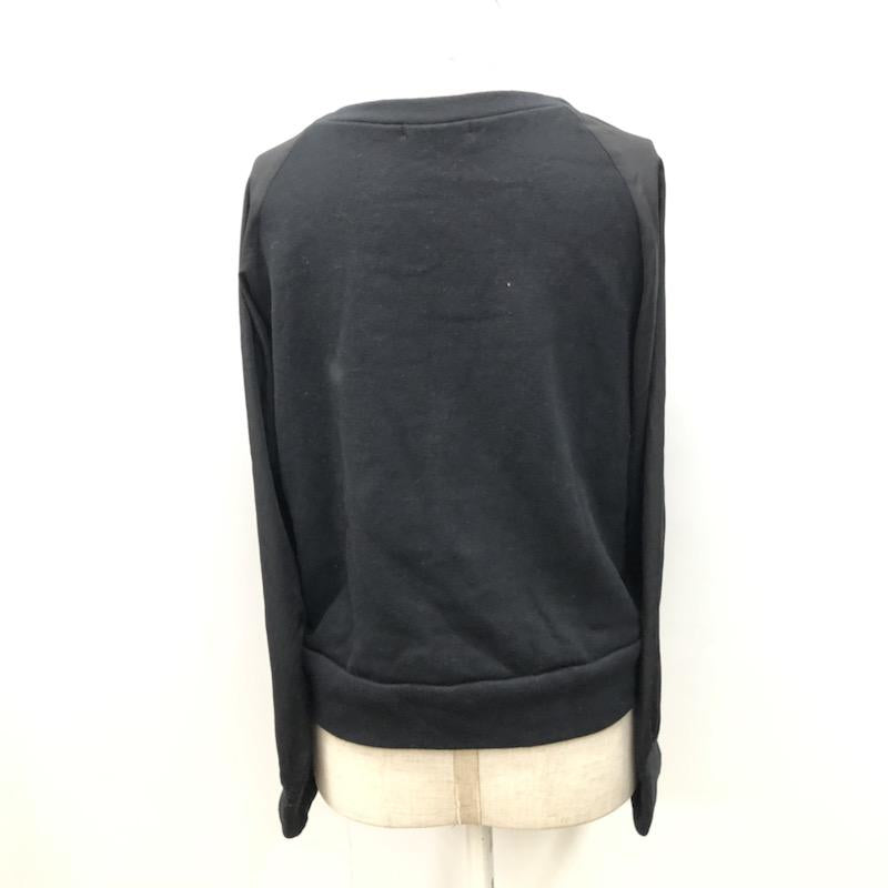 クローラ crolla トレーナー ビジュー付袖シフォンスウェット 黒 / ブラック / レディース USED 古着 中古 10021643