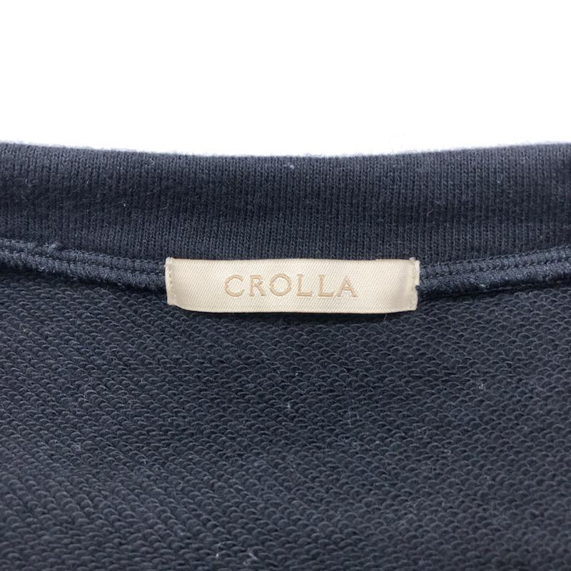 クローラ crolla トレーナー ビジュー付袖シフォンスウェット 黒 / ブラック / レディース USED 古着 中古 10021643