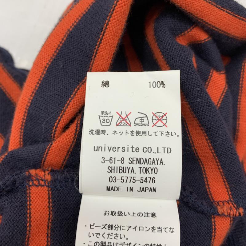 パンセ PENSEE カットソー 七分袖 ボーダー ワンポイント 38 ボーダー柄 X ワンポイント 紺 / ネイビー / X 橙 / オレンジ /  レディース USED 古着 中古 10021665