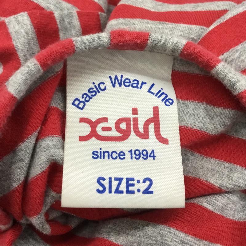 エックスガール X-girl チュニック チュニック カットソー 2 ボーダー柄 赤 / レッド / X 灰 / グレー / レディース USED 古着 中古 10021667