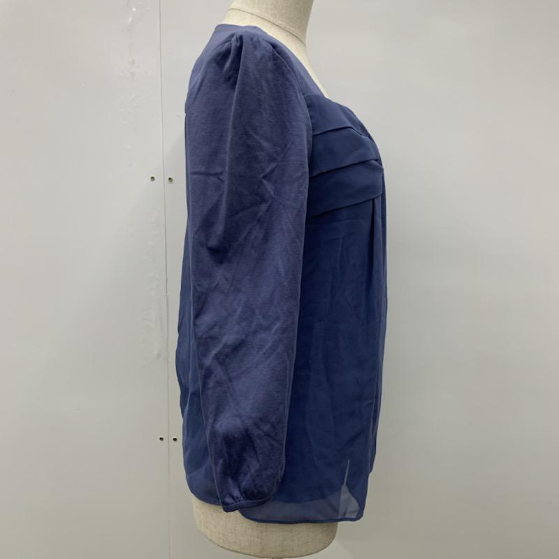 ナチュラルビューティー NATURAL BEAUTY カットソー シフォン切替カットソー 36 無地 青 / ブルー / レディース USED 古着 中古 10021688