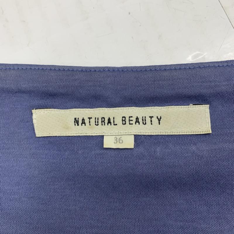 ナチュラルビューティー NATURAL BEAUTY カットソー シフォン切替カットソー 36 無地 青 / ブルー / レディース USED 古着 中古 10021688