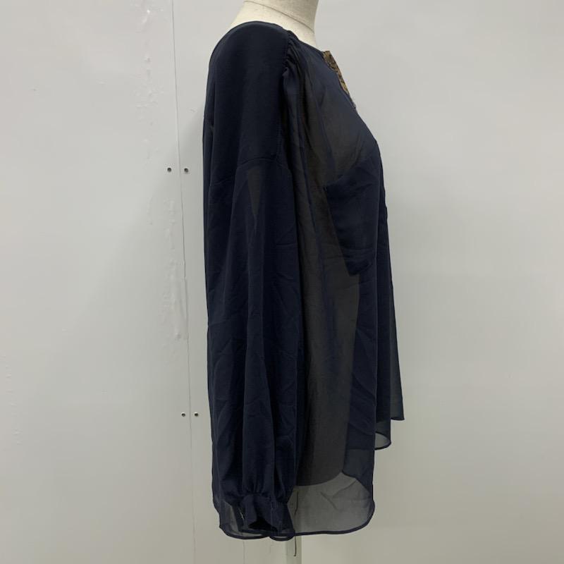 アダムエロペ ADAM ET ROPE' カットソー  シースルーカットソー 38 無地 紺 / ネイビー /  レディース USED 古着 中古 10021689