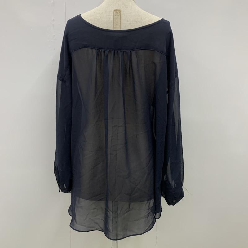 アダムエロペ ADAM ET ROPE' カットソー  シースルーカットソー 38 無地 紺 / ネイビー /  レディース USED 古着 中古 10021689