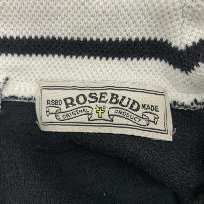 ローズバッド ROSE BUD カットソー  ボーダーカットソー ハイネック FREE ボーダー柄 白 / ホワイト / X 黒 / ブラック / X 青 / ブルー / X 赤 / レッド /  レディース USED 古着 中古 10021706