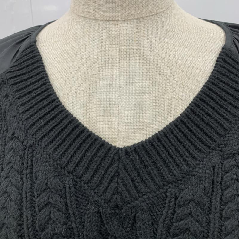 クローラ crolla カットソー  切替カットソー ケーブルニット 無地 黒 / ブラック /  レディース USED 古着 中古 10021711