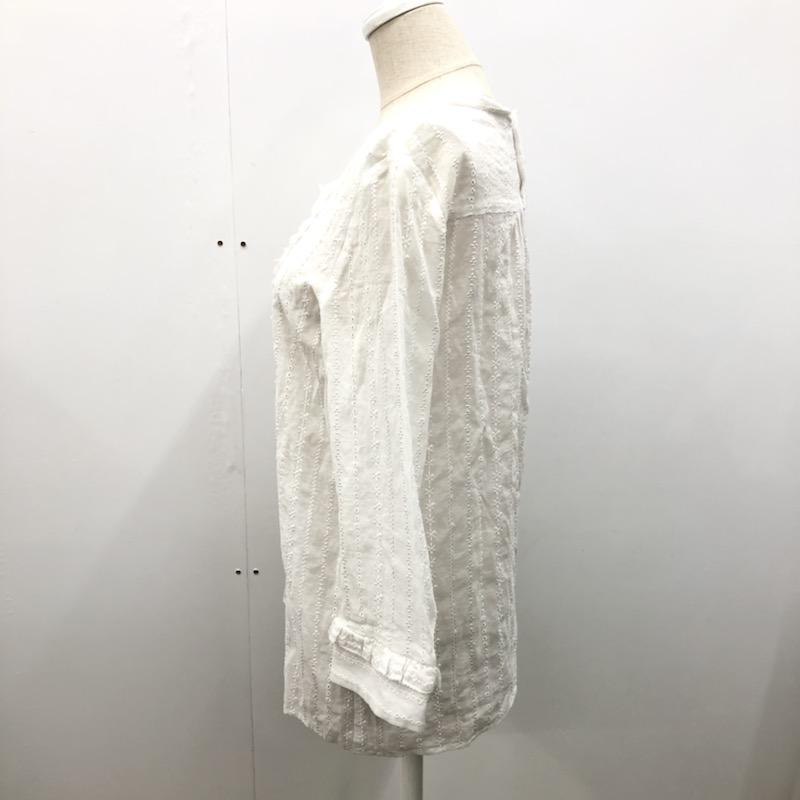 クローラ crolla カットソー  フリルカットソー 38 ストライプ 白 / ホワイト /  レディース USED 古着 中古 10021742