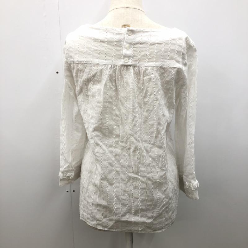 クローラ crolla カットソー  フリルカットソー 38 ストライプ 白 / ホワイト /  レディース USED 古着 中古 10021742