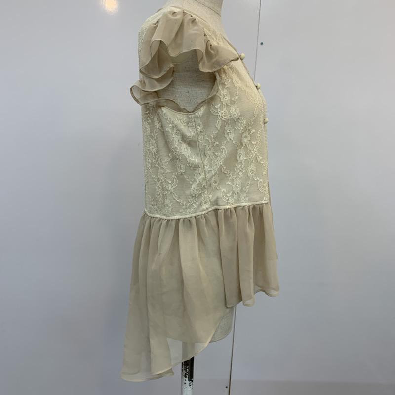 ボニカドット BONICA DOT カットソー  【新品】レースシフォンカットソー FREE 花柄 桃 / ピンク / X ベージュ / ベージュ /  レディース USED 古着 中古 10021762
