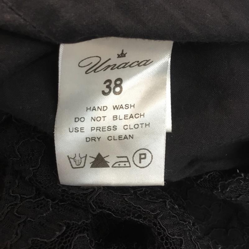 アナカ Unaca ワンピース 総レースワンピース 38 レース柄 黒 / ブラック / レディース USED 古着 中古 10021780