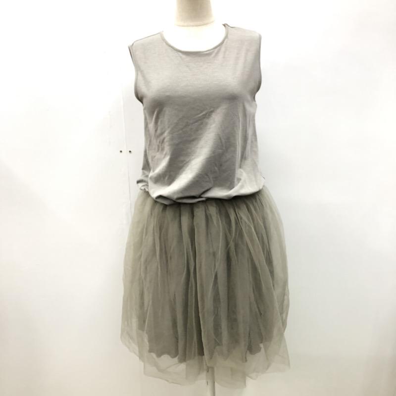 アダムエロペ ADAM ET ROPE' ワンピース ノースリーブワンピース レース チュール 38 無地 灰 / グレー / レディース USED 古着 中古 10021787