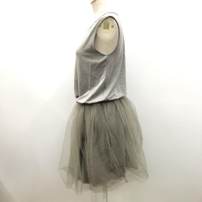アダムエロペ ADAM ET ROPE' ワンピース ノースリーブワンピース レース チュール 38 無地 灰 / グレー / レディース USED 古着 中古 10021787