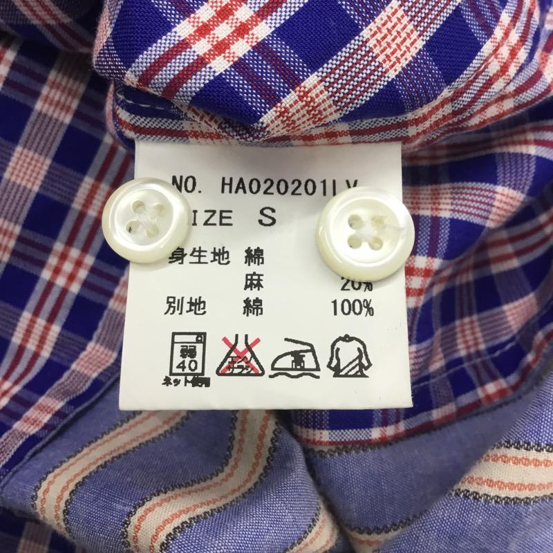 ハレ HARE シャツ、ブラウス 半袖シャツ S チェック X ストライプ メンズ USED 古着 中古 10021850