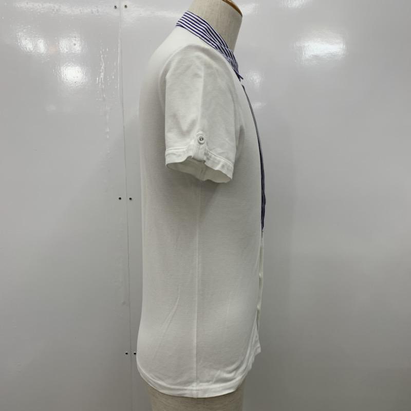 シップス SHIPS シャツ、ブラウス 半袖 無地 ストライプ M 無地 X ストライプ 白 / ホワイト / X 水色 / ライトブルー / メンズ USED 古着 中古 10021858