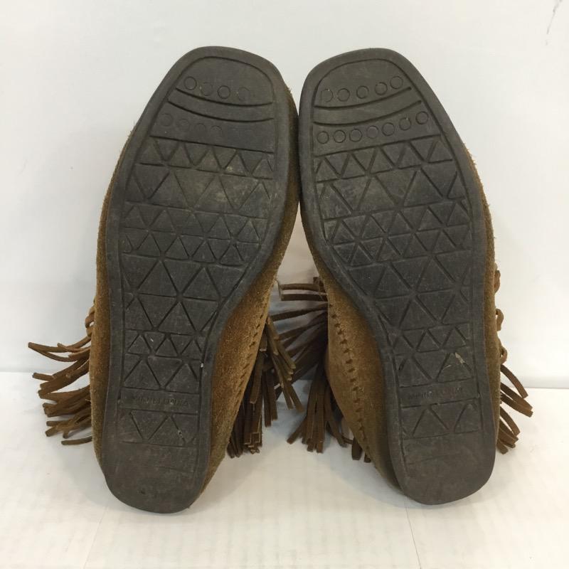 ミネトンカ Minnetonka ブーツ ショートブーツ フリンジブーツ 箱無 無地 茶 / ブラウン / レディース USED 古着 中古 10022071