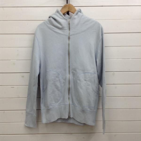 スティッフ STIFF パーカー Health knit ジップアップパーカー バックプリント M 無地 水色 / ライトブルー / メンズ USED 古着 中古 10022126