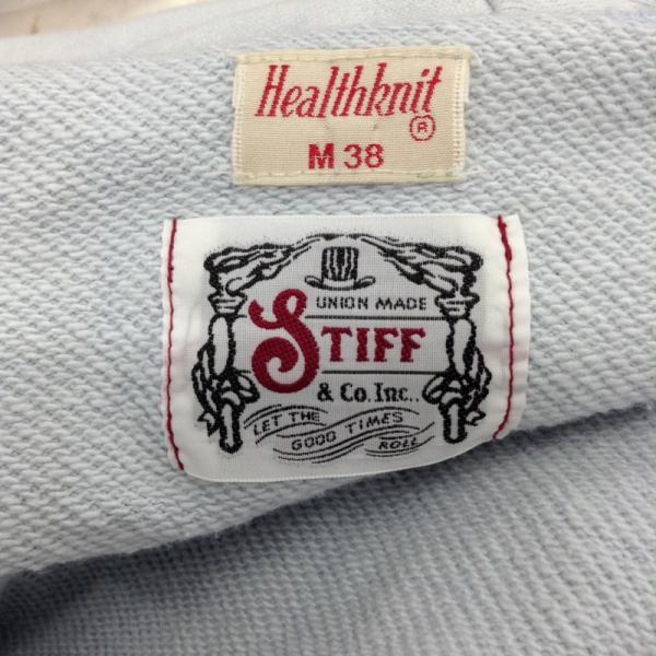 スティッフ STIFF パーカー Health knit ジップアップパーカー バックプリント M 無地 水色 / ライトブルー / メンズ USED 古着 中古 10022126