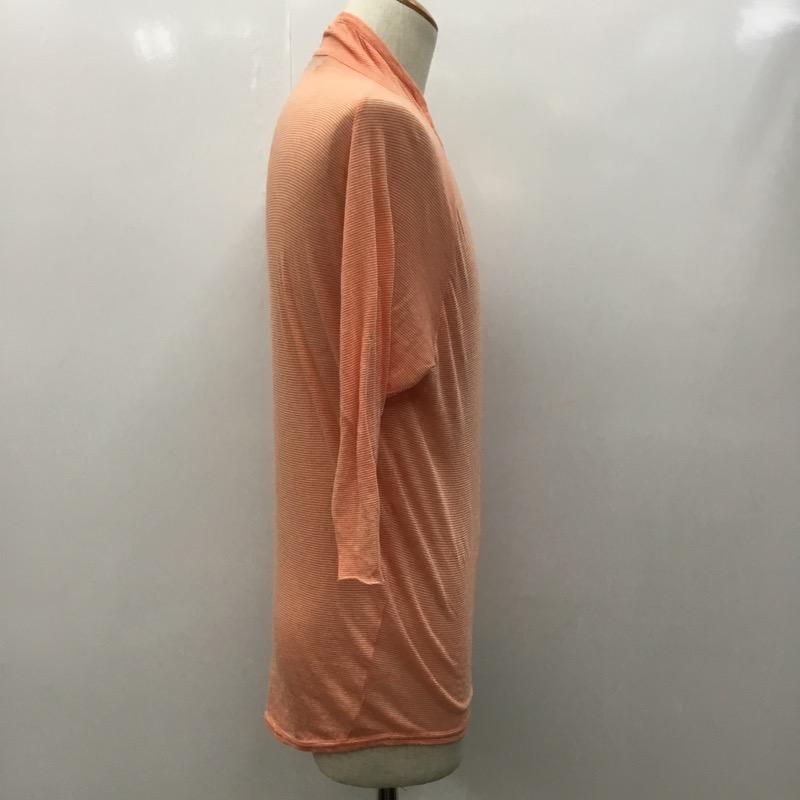 カラー kolor カットソー 七分袖 ボーダー 2 ボーダー柄 橙 / オレンジ / X 白 / ホワイト / メンズ USED 古着 中古 10022191