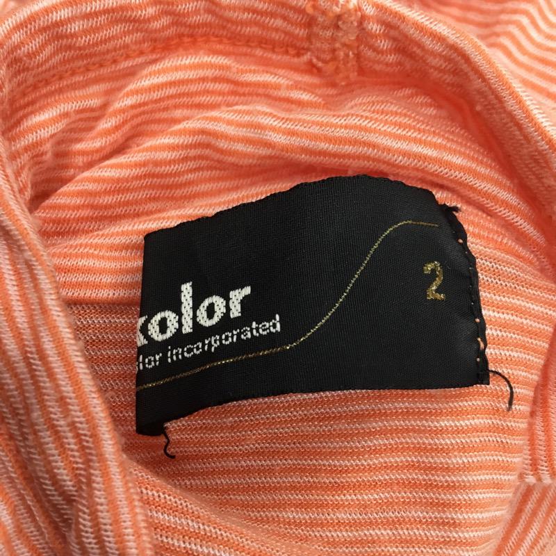 カラー kolor カットソー 七分袖 ボーダー 2 ボーダー柄 橙 / オレンジ / X 白 / ホワイト / メンズ USED 古着 中古 10022191