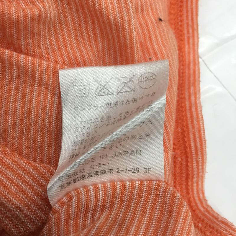 カラー kolor カットソー 七分袖 ボーダー 2 ボーダー柄 橙 / オレンジ / X 白 / ホワイト / メンズ USED 古着 中古 10022191