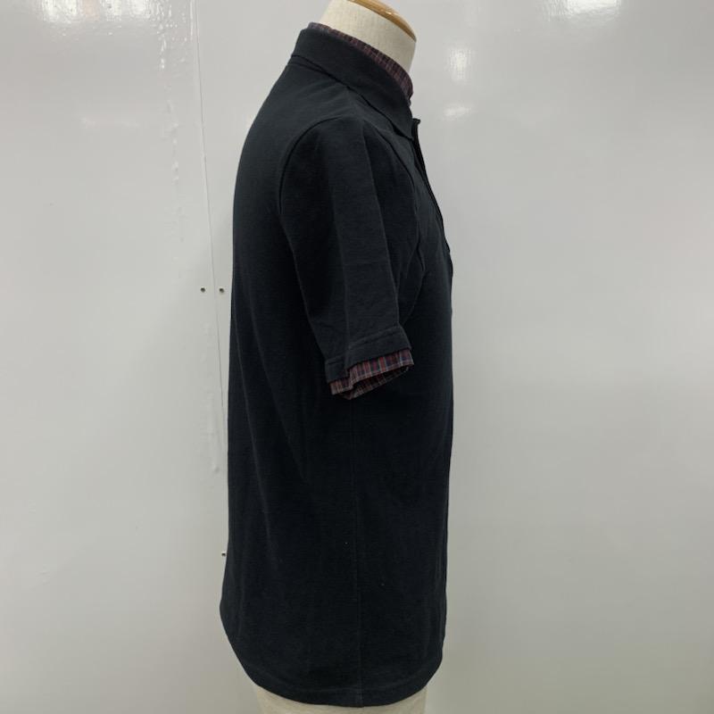 ビームス BEAMS ポロシャツ 半袖 無地 チェック S 無地 X チェック 黒 / ブラック / メンズ USED 古着 中古 10022234