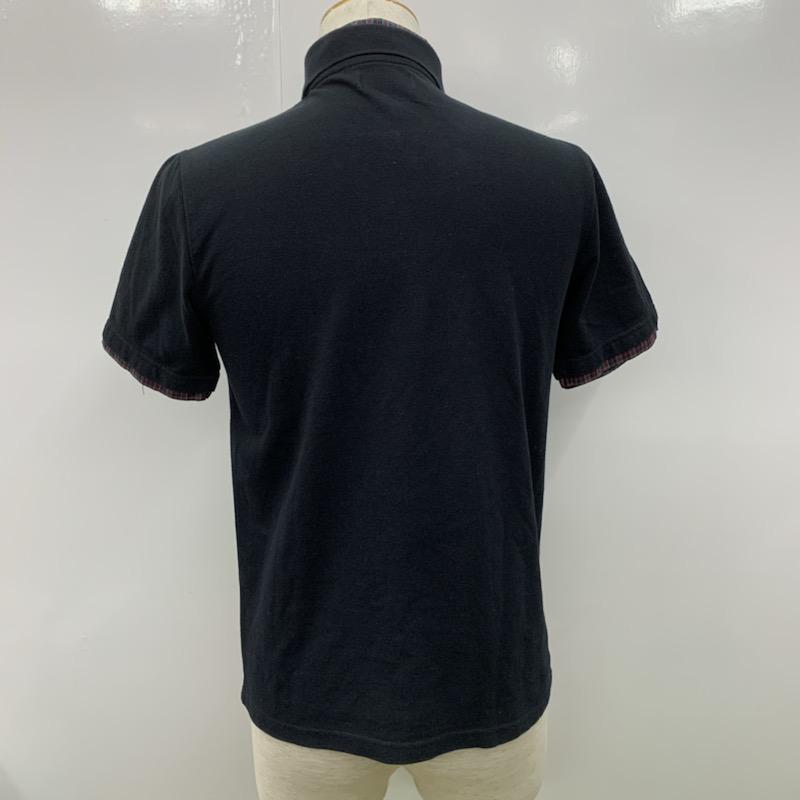 ビームス BEAMS ポロシャツ 半袖 無地 チェック S 無地 X チェック 黒 / ブラック / メンズ USED 古着 中古 10022234