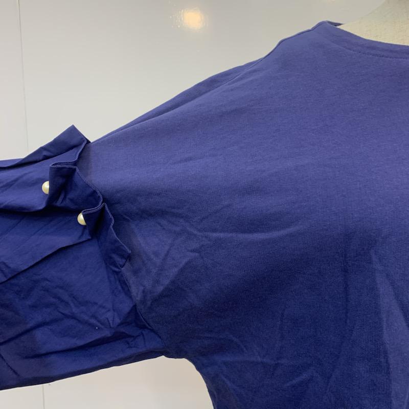 ザラ ZARA カットソー 長袖 ボリュームスリーブ バックオープン 無地 パール S 無地 青 / ブルー / X 黒 / ブラック /  レディース USED 古着 中古 10022414