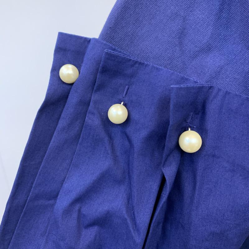 ザラ ZARA カットソー 長袖 ボリュームスリーブ バックオープン 無地 パール S 無地 青 / ブルー / X 黒 / ブラック /  レディース USED 古着 中古 10022414