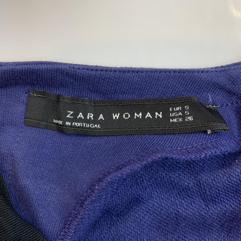 ザラ ZARA カットソー 長袖 ボリュームスリーブ バックオープン 無地 パール S 無地 青 / ブルー / X 黒 / ブラック /  レディース USED 古着 中古 10022414