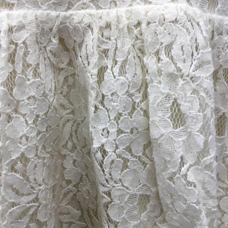 ローリーズファーム LOWRYS FARM カットソー 長袖 レース ペプラムカットソー M 花柄 X レース柄 アイボリー / アイボリー /  レディース USED 古着 中古 10022447