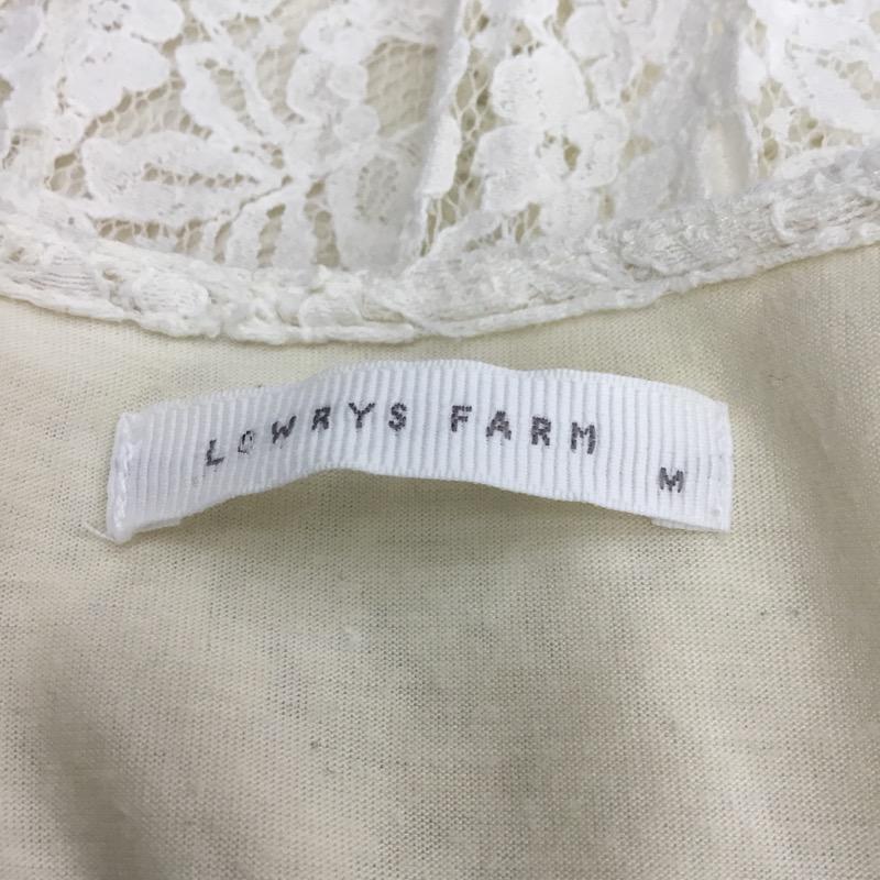 ローリーズファーム LOWRYS FARM カットソー 長袖 レース ペプラムカットソー M 花柄 X レース柄 アイボリー / アイボリー /  レディース USED 古着 中古 10022447