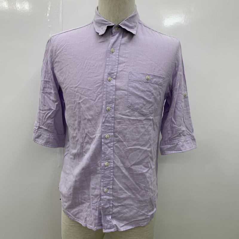 レイジブルー RAGEBLUE シャツ、ブラウス 七分袖 無地 M 無地 紫 / パープル / メンズ USED 古着 中古 10022697