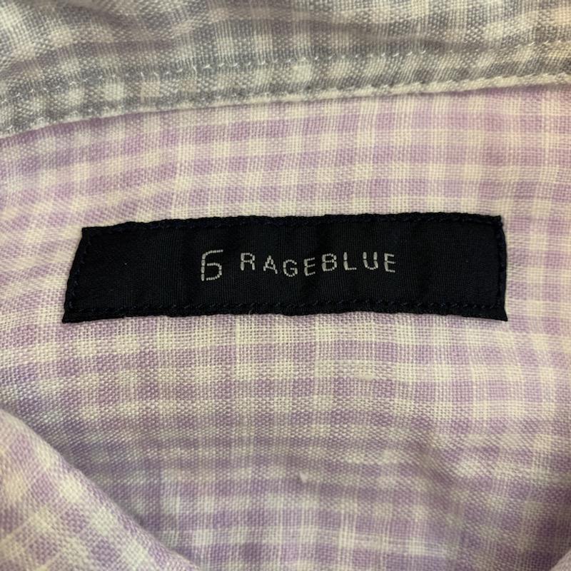 レイジブルー RAGEBLUE シャツ、ブラウス 七分袖 カジュアルシャツ ギンガムチェック L チェック 白 / ホワイト / X 紫 / パープル / メンズ USED 古着 中古 10022698