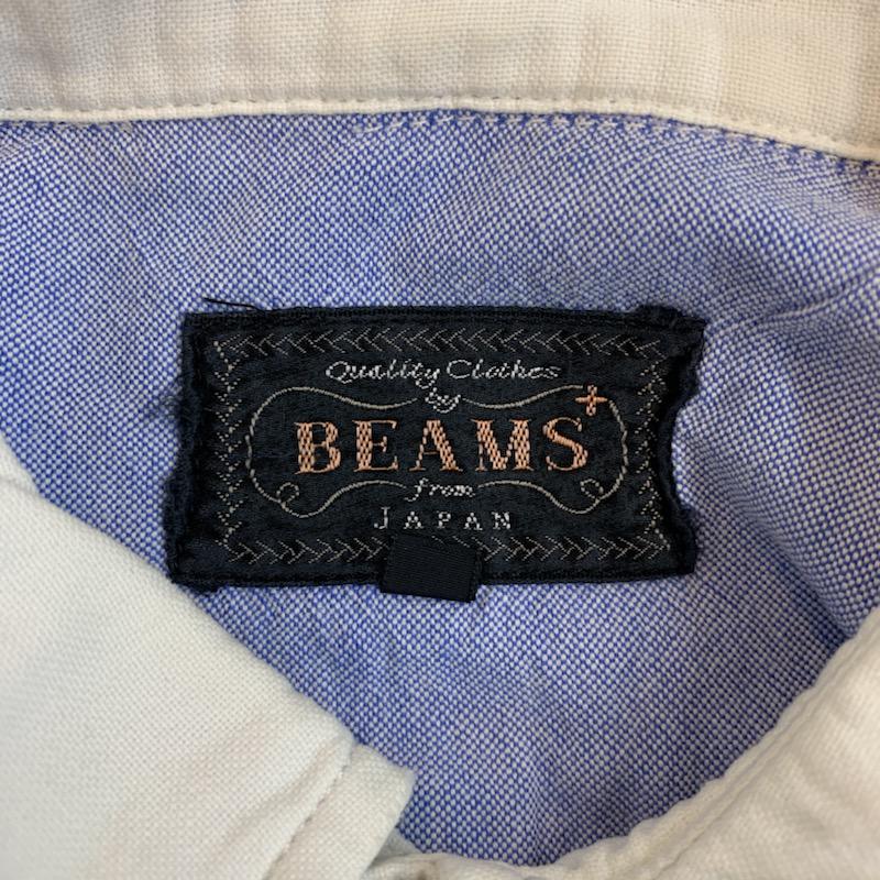 ビームス BEAMS シャツ、ブラウス 七分袖 カジュアルシャツ ボタンダウン 無地 S 無地 白 / ホワイト / X 水色 / ライトブルー / メンズ USED 古着 中古 10022703