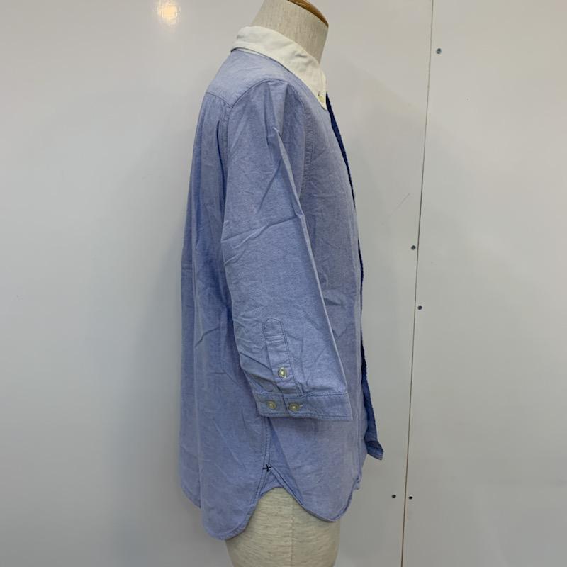 ビームス BEAMS シャツ、ブラウス 七分袖 カジュアルシャツ ボタンダウン 無地 S 無地 白 / ホワイト / X 水色 / ライトブルー / メンズ USED 古着 中古 10022703