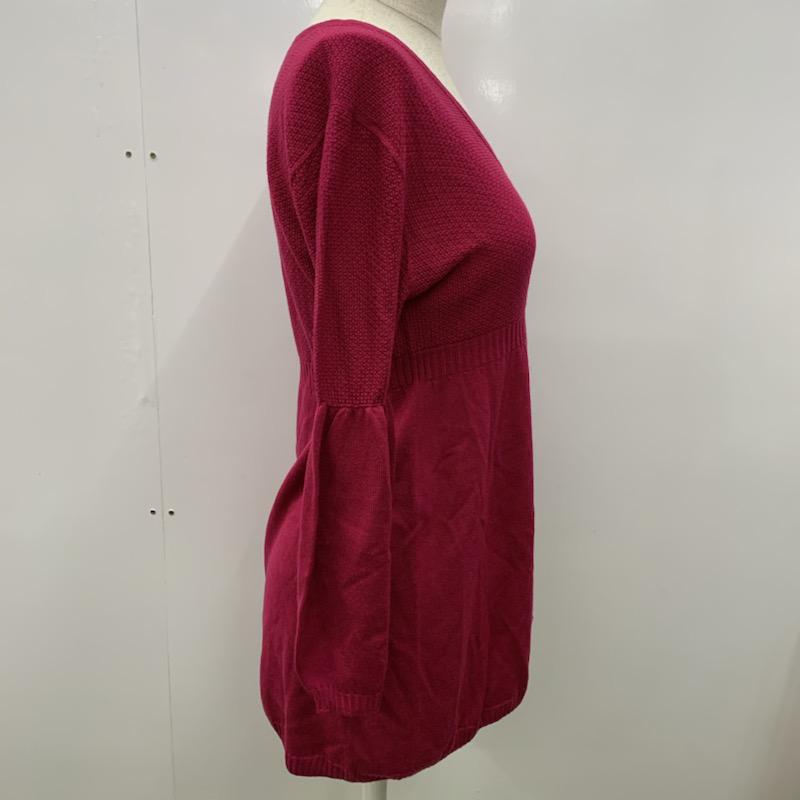 インディヴィ INDIVI ニット、セーター 長袖 Vネック 無地 38 無地 マゼンタ / マゼンタ / レディース USED 古着 中古 10022725